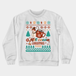 Hot Cocoa Christmas Movies, Retro Christmas Crewneck Sweatshirt